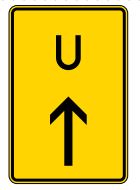 Verkehrszeichen VZ 455.1.30 - Ankündigung oder Fortsetzung der Umleitung, Vorankündigung geradeaus,