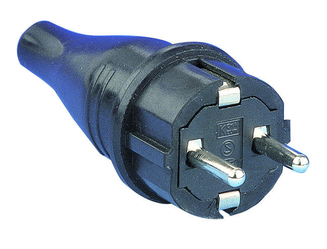 Gummi-Stecker, 16 A, 230 V, VDE geprüft, schraubbar