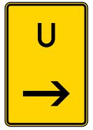 Verkehrszeichen VZ 455.1-21 Ankündigung oder Fortsetzung der Umleitung, hier rechts