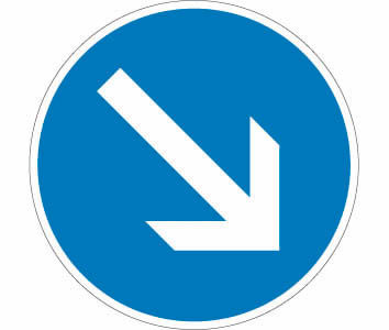 Verkehrszeichen VZ 222-20 - Vorgeschriebene Vorbeifahrt rechts