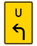 Verkehrszeichen VZ 455.1-10 - Ankündigung oder Fortsetzung der Umleitung, Vorankündigung links