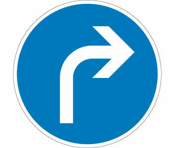 Verkehrszeichen VZ 209-20 - Vorgeschriebene Fahrtrichung rechts