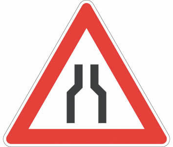 Verkehrszeichen VZ 120- Verengte Fahrbahn