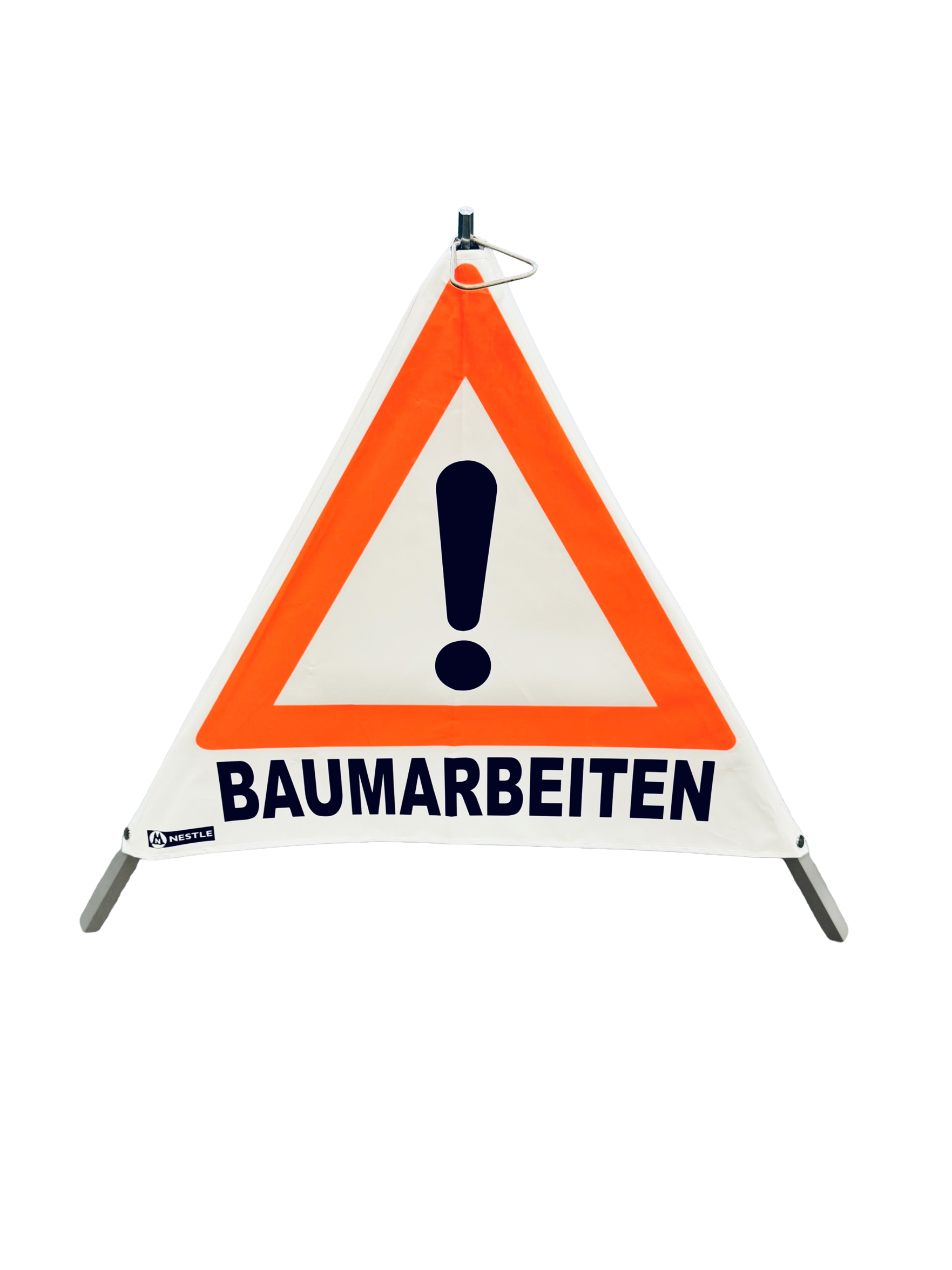 Faltsignal | Warnpyramide - VZ 101 Achtungszeichen -  Folie weiß  | NESTLE