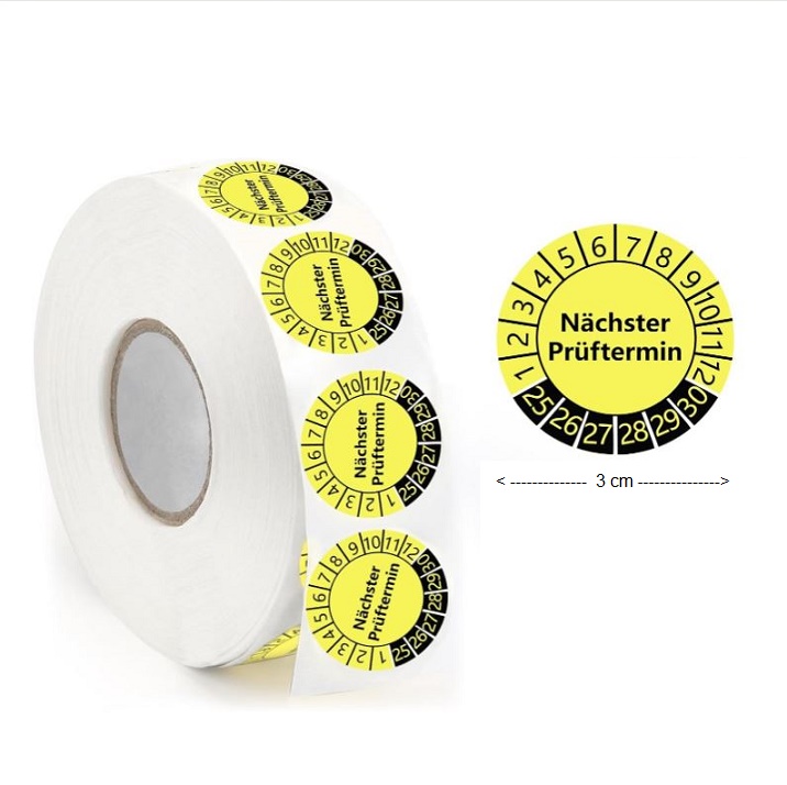 Aufkleber flexible Prüfplakette - Aufschrift "Nächster Prüftermin"