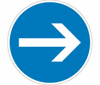 Verkehrszeichen VZ 211-20 - Vorgeschriebene Fahrtrichtung rechts
