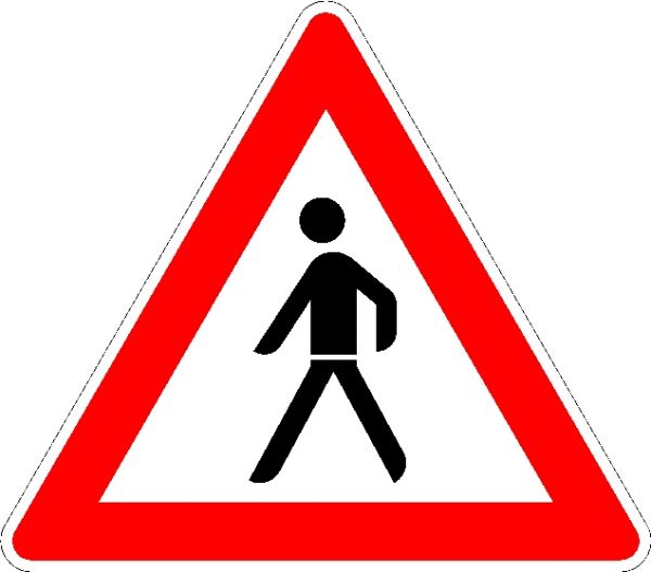 Verkehrszeichen VZ 133.10 - Fußgänger Aufstellung rechts