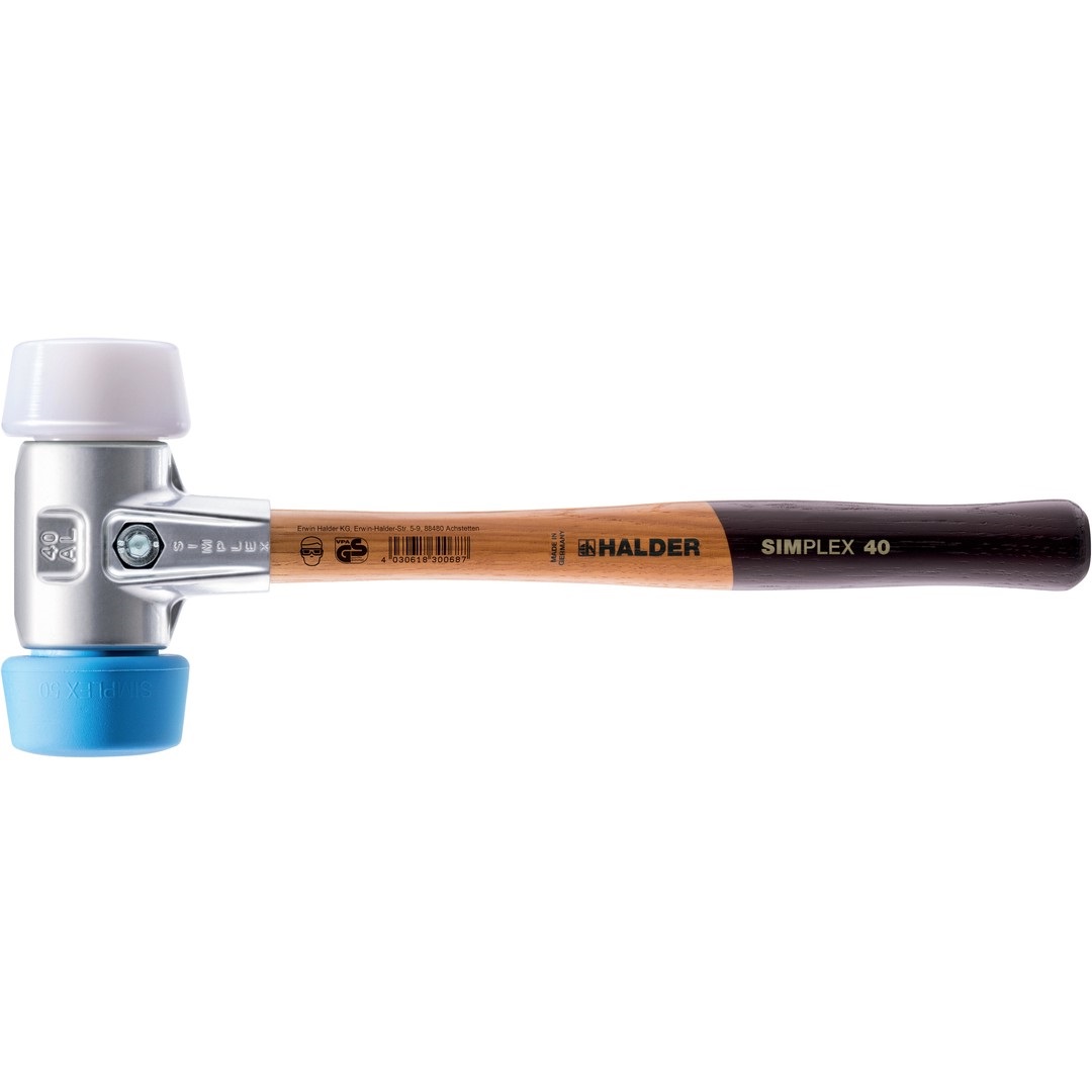 SIMPLEX Schonhammer mit Aluminiumgehäuse, Ø 50:40,TPE-soft / Superplastik | HALDER SIMPLEX Schonhammer mit Aluminiumgehäuse, Ø 50:40,TPE-soft / Superplastik | HALDER
