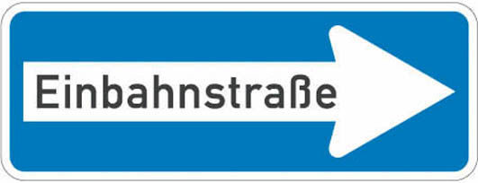 Verkehrszeichen VZ 220-20 - Einbahnstraße rechtsweisend, 300x800 mm, Folie RA1, Alu 2mm, RAL-Gütez