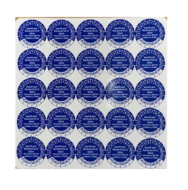 Aufkleber Prüfplakette - "Leitern/Tritte"  Betr.Sich. §3 DGUV |