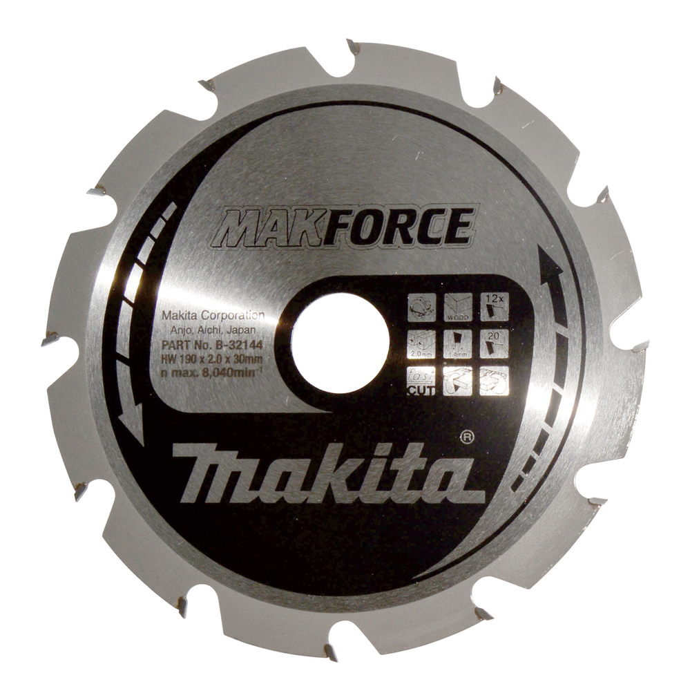 Sägeblatt Makita Makforce HM-bestückt  f. Handkreissäge, 190 x 30 x 12 Zähne